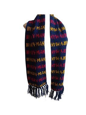 Vintage 80's Scarf Hungry-Man T.V. Dinner Advertising Logo Knit Fringe 50" 50x8